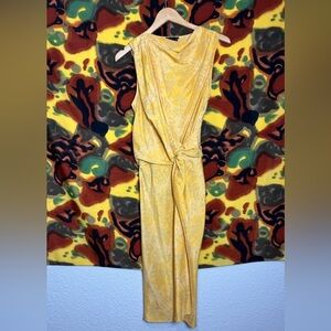 Poleci Yellow & White Flowy Draped Dress Size 6 Womens